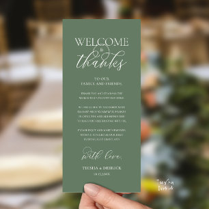 "Welcome and Thanks" Elegant Reception Guest Card
