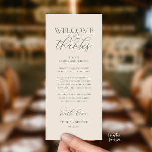 "Welcome and Thanks" Elegant Reception Guest Card