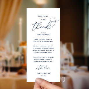 "Welcome and Thanks" Elegant Reception Guest Card