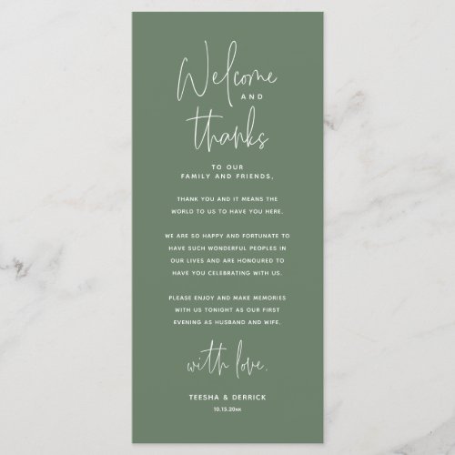 Welcome and Thanks Place Setting Thank You Card