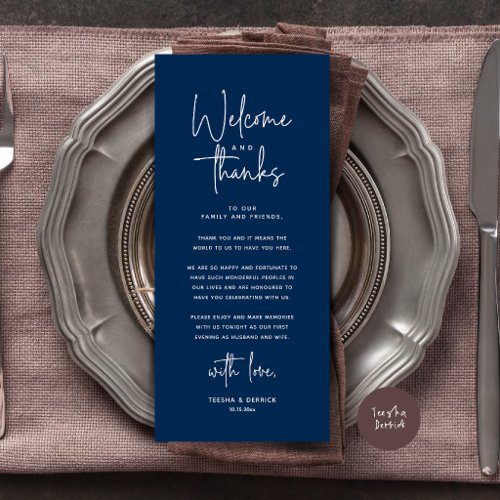 Welcome and Thanks Place Setting Thank You Card
