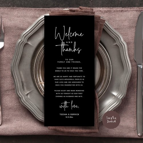 Welcome and Thanks Place Setting Thank You Card