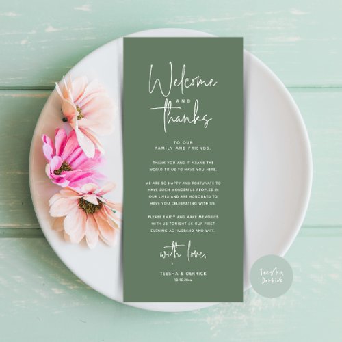 Welcome and Thanks Place Setting Thank You Card