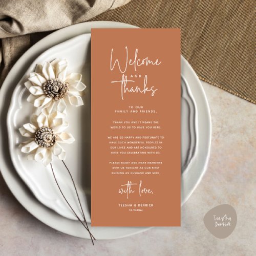 Welcome and Thanks Place Setting Thank You Card