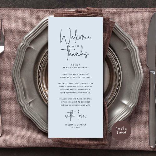 Welcome and Thanks Place Setting Thank You Card