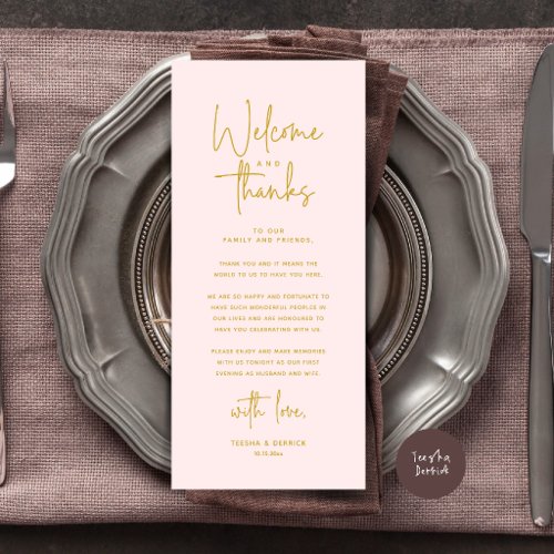 Welcome and Thanks Place Setting Thank You Card