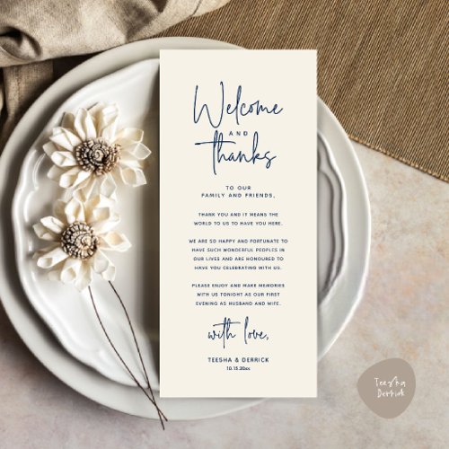 Welcome and Thanks Place Setting Thank You Card