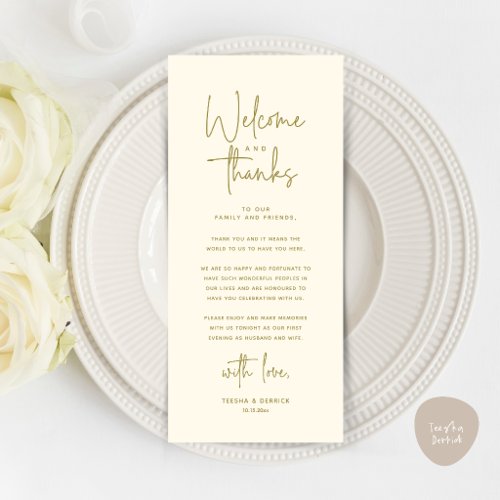 Welcome and Thanks Place Setting Thank You Card
