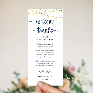 "Welcome and Thanks" Rustic Reception Guest Card