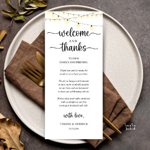 "Welcome and Thanks" Rustic Reception Guest Card