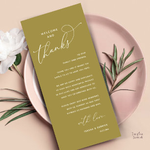 Welcome and Thanks, Wedding Dinner Thank You Card
