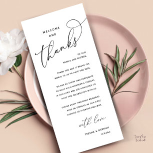 Welcome and Thanks, Wedding Dinner Thank You Card