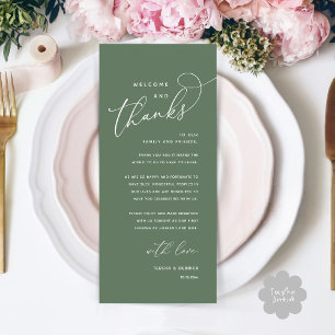 Welcome and Thanks, Wedding Dinner Thank You Card