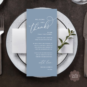 Welcome and Thanks, Wedding Dinner Thank You Card