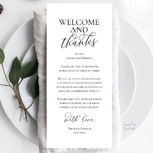 Welcome and Thanks Wedding Dinner Thank You Card