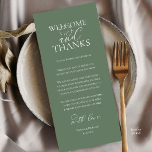 Welcome and Thanks Wedding Dinner Thank You Card