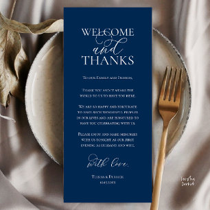Welcome and Thanks Wedding Dinner Thank You Card