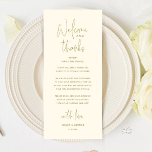 Welcome and Thanks, Wedding Dinner Thank You Card