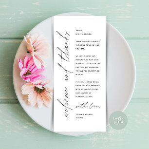 Welcome and Thanks Wedding Dinner Thank You Card