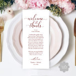 Welcome and Thanks Wedding Place Setting Card<br><div class="desc">Share the love and show your appreciation to your guests, when they sit down at their seat and read this personalised burgundy red charming dinner, lunch, brunch Place setting thank you card. It's a wonderful way to kick off your special day celebration! This card is sure to set the tone...</div>