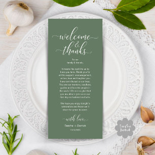 Welcome and Thanks Wedding Place Setting Card