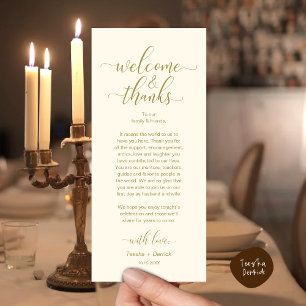 Welcome and Thanks Wedding Place Setting Card