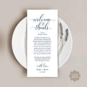 Welcome and Thanks Wedding Place Setting Card