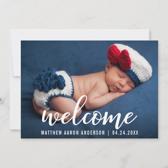 Welcome Announcement New Baby Modern Card (Front)