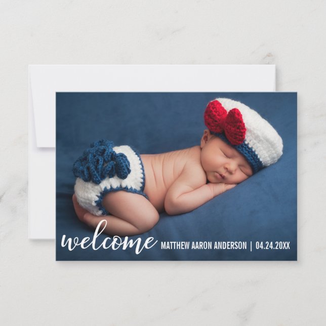 Welcome Announcement New Baby Modern Card W (Front)