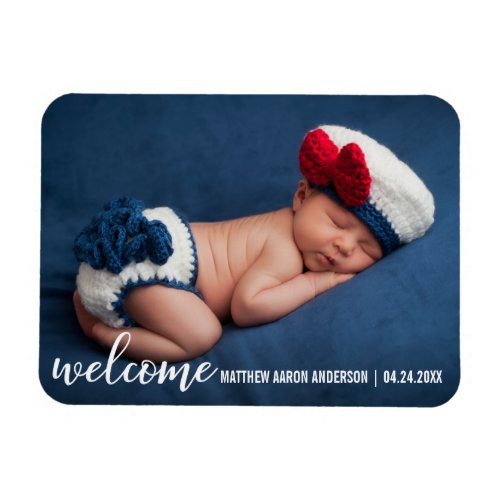 Welcome Announcement New Baby Modern W Magnet