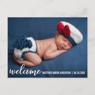 Welcome Announcement New Baby Modern W Postcard