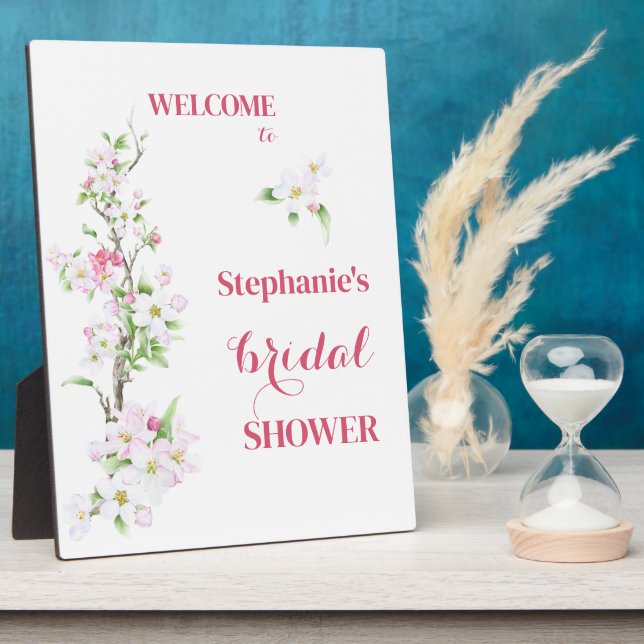 Welcome Apple Blossom Bridal Shower Personalized  Plaque (Side)