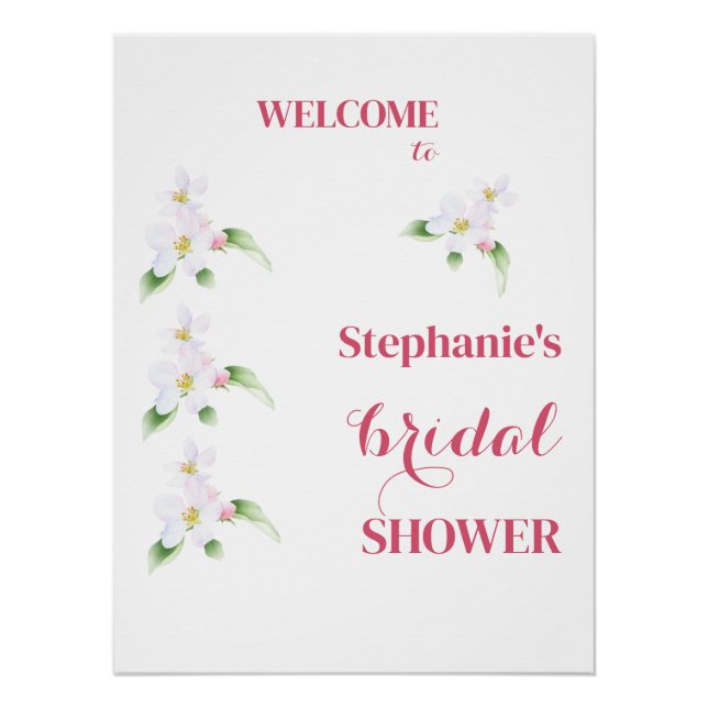 Welcome Apple Blossom Bridal Shower Personalized Poster (Front)