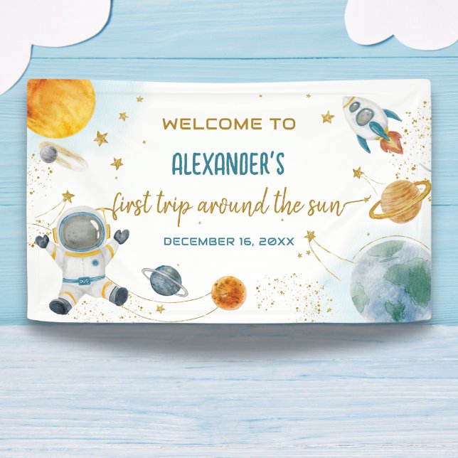 Welcome Around the Sun Space First Birthday Banner (Creator Uploaded)