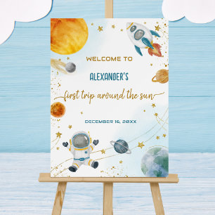 Welcome Around the Sun Space First Birthday Foam Board