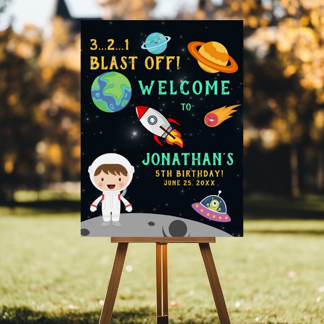 Welcome - Astronaut Space Birthday Party" Foam Board (Creator Uploaded)