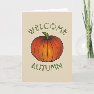 Welcome Autumn Fall Harvest Thanksgiving Pumpkin Holiday Card