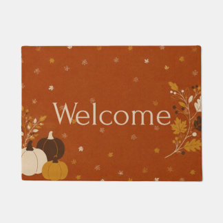Welcome Autumn Fall Leaves and Pumpkins rug