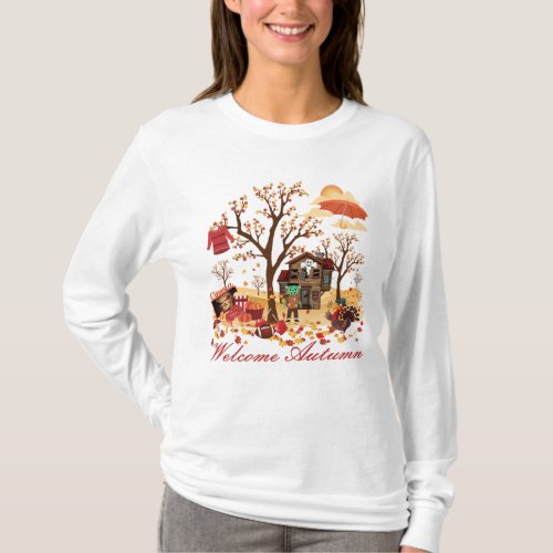 Welcome Autumn Fall Scenery T_Shirt