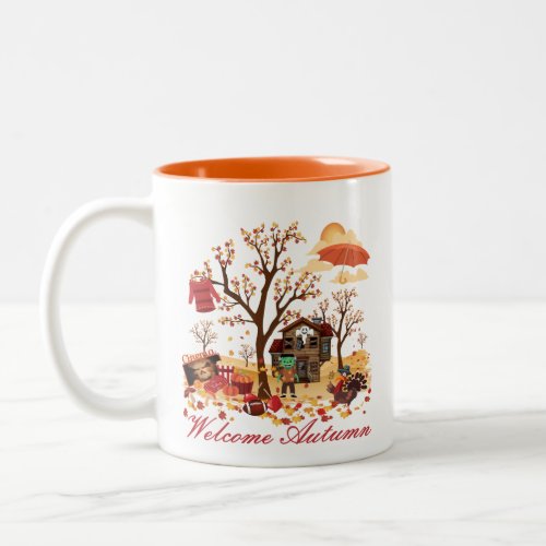 Welcome Autumn Fall Scenery Two_Tone Coffee Mug