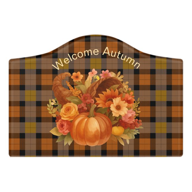 Welcome Autumn Harvest Theme  Door Sign (Small Crest Front)