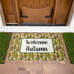 Welcome Autumn Leaf Pattern Door Mat