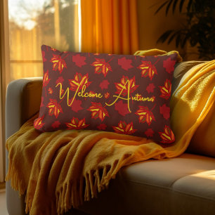 Welcome Autumn Maple Leaves Pillow