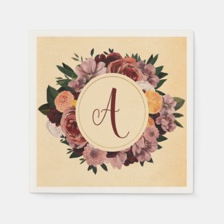 Welcome Autumn Personalized Floral Napkins