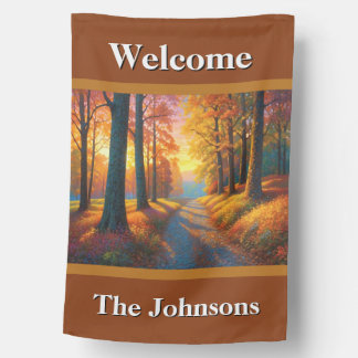 Welcome Autumn Trees House Flag