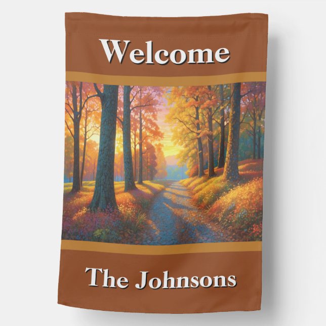 Welcome Autumn Trees House Flag (Front)