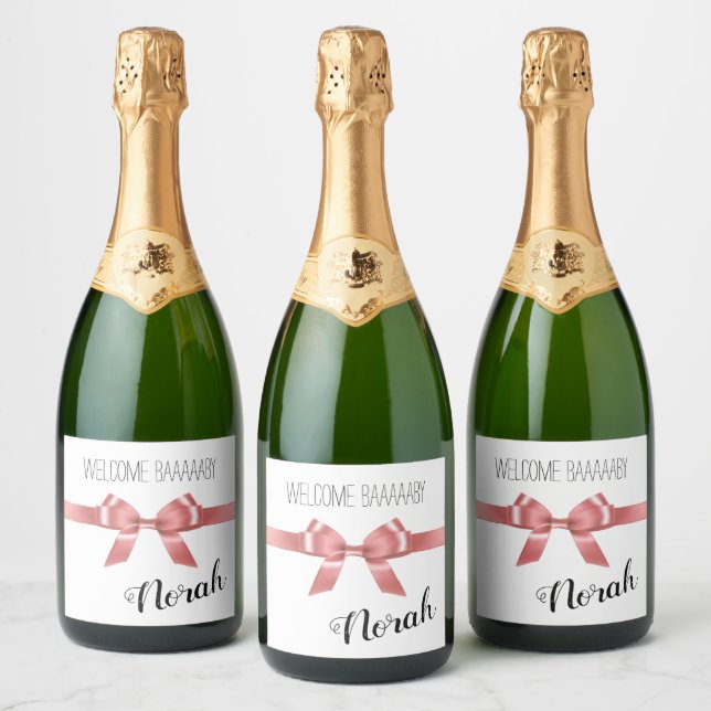 Welcome Baaaby Little Lamb Shower Celebrate Party Sparkling Wine Label (Bottles)