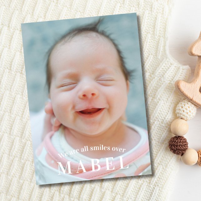 Welcome Baby All Smiles Photo Collage Birth Announcement (Creator Uploaded)