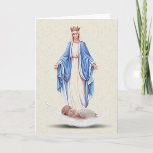 Welcome Baby Baptism Blessed Virgin Mary Catholic Card