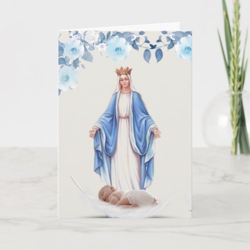 Welcome Baby Baptism Blessed Virgin Mary Catholic Card